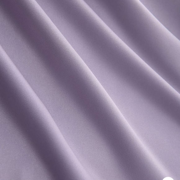 Tie Front Bell Sleeve Crop Top Lavender Purple Silk - Picture 2 of 2